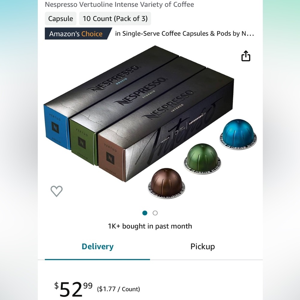 Nespresso Vertuoline Intense Variety of Coffee
sampler packs.